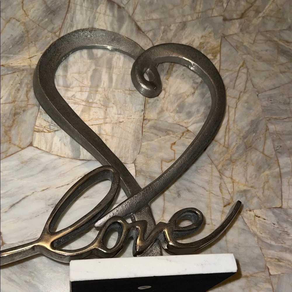 Silver Heart Wall Decor with 'Love' Inscription